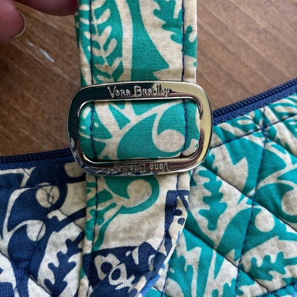 Vera Bradley Santiago Blue and Green Crossbody Bag with Quilted Floral Design - Picture 5 of 7